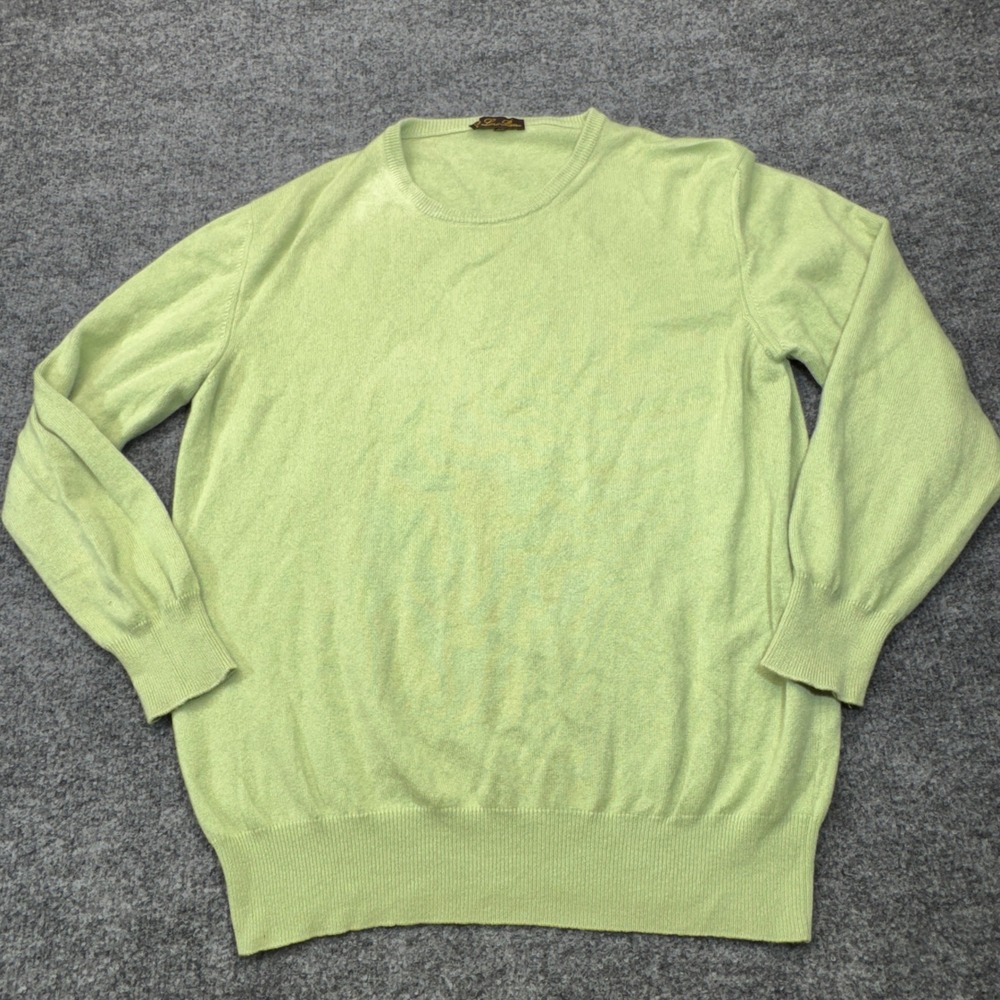 Loro Piana Sweater Mens 50 Green 100% Cashmere Crew Neck Italy Quiet Luxury